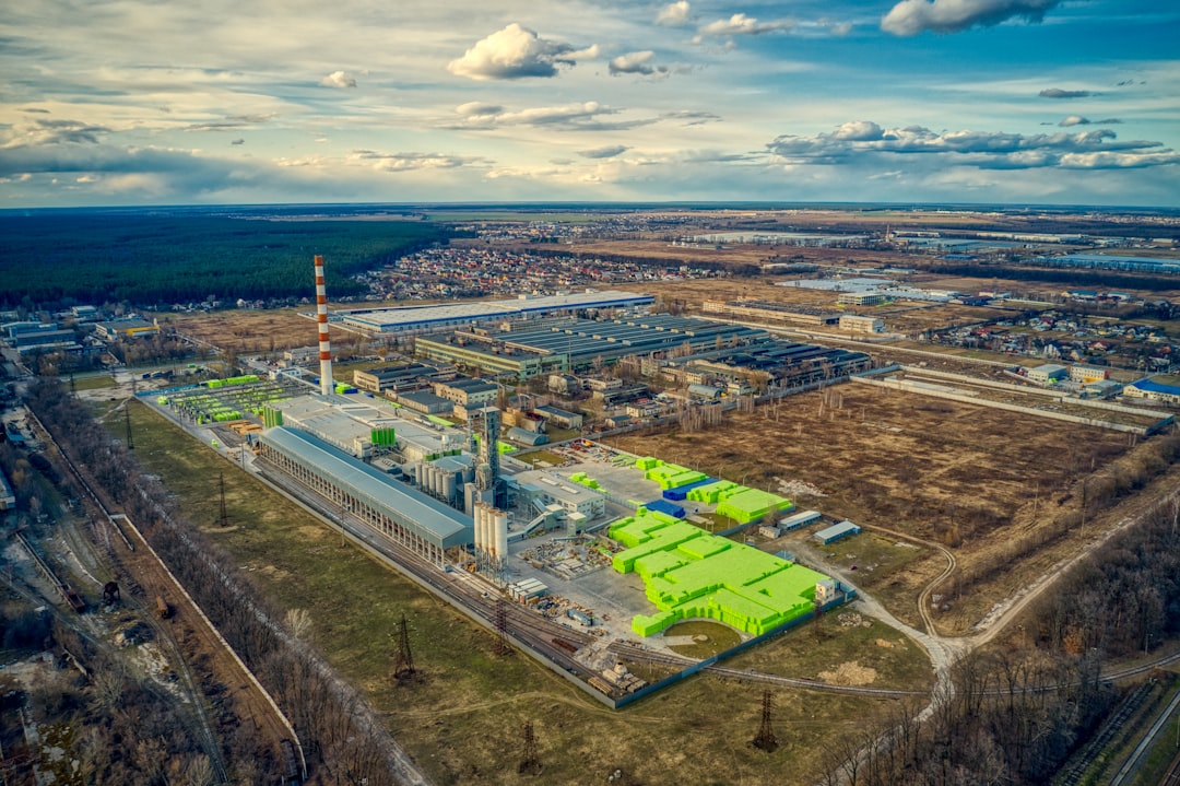 Aerial view of nuclear enrichment facility complex