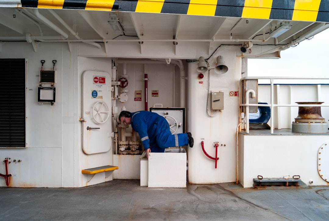 Damaged cargo ship engine room after naval interdiction