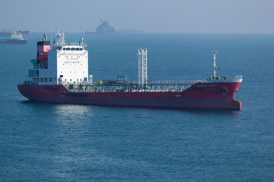 International shipping flags on oil tankers