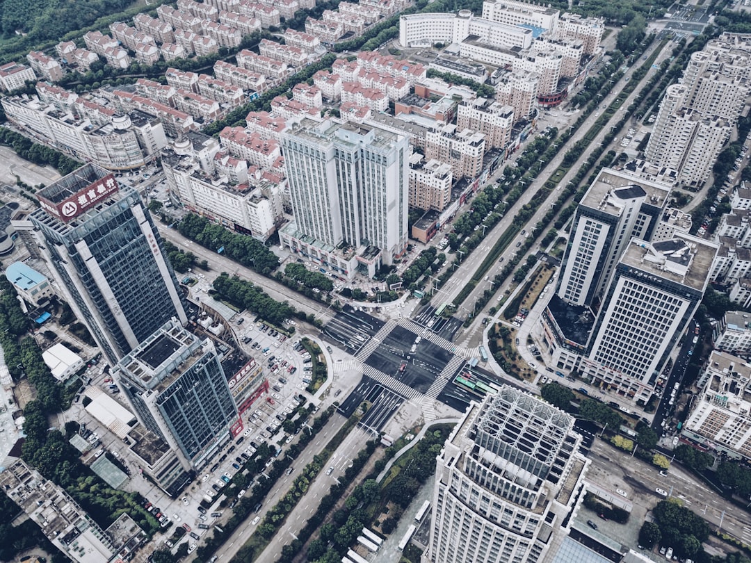 Aerial view of Chinese residential apartment complexes