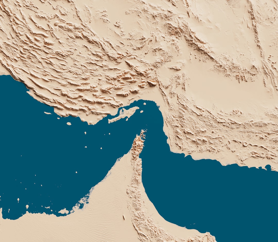 Aerial view of shipping lanes in the Persian Gulf