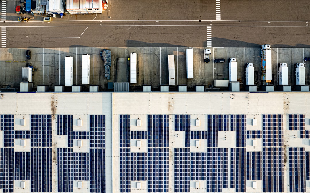Aerial view of a sprawling logistics facility.