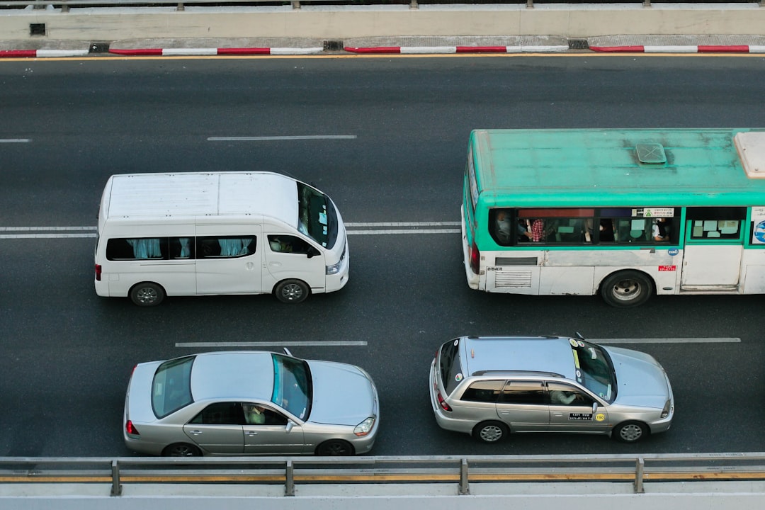Aerial view of urban traffic and city density.