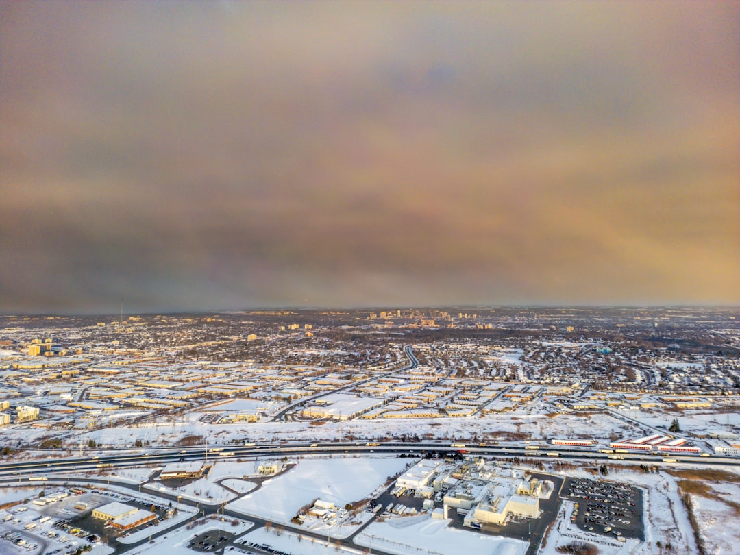 Aerial view of industrial infrastructure.
