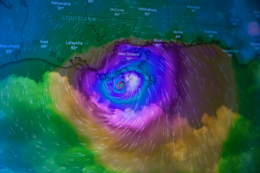 Weather map showing complex atmospheric movement.